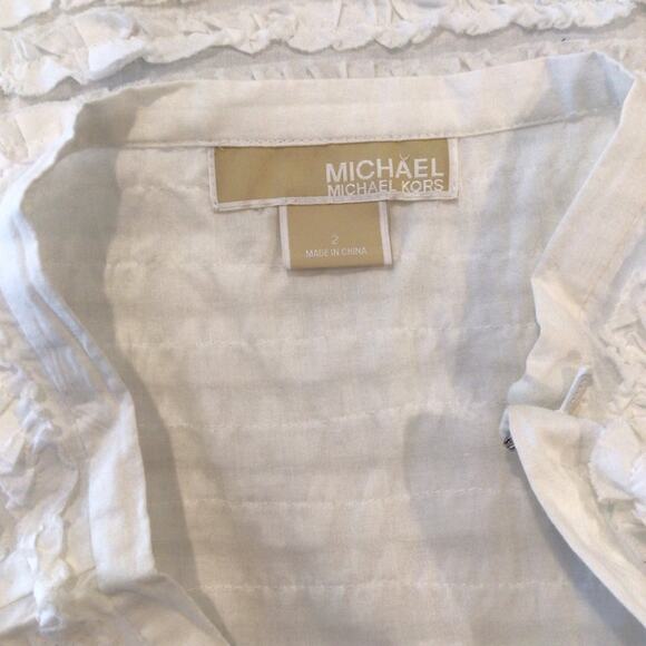 MICHAEL KORS White Flared A-line Ruffled Midi Skirt size 2 - Picture 4 of 5